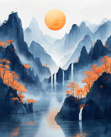 山水云雾金边图