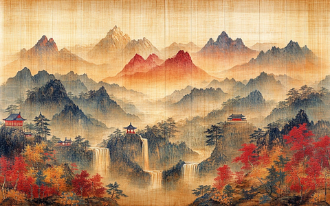 汉代山水刺绣图