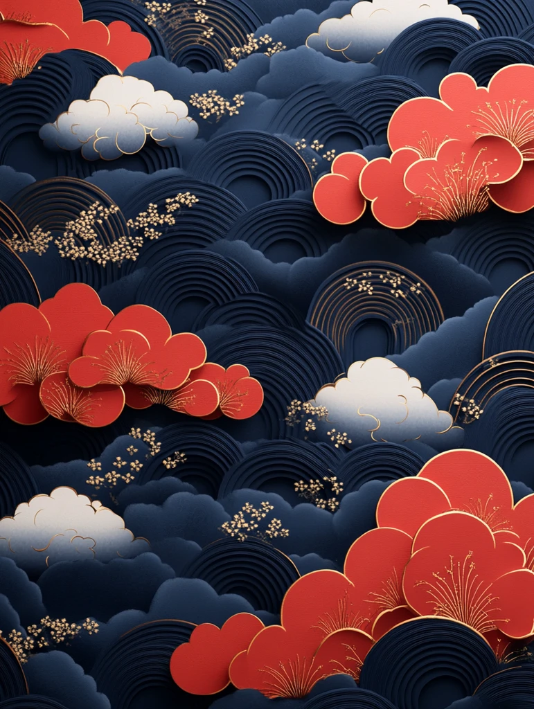 鱼鳞纹祥云图案