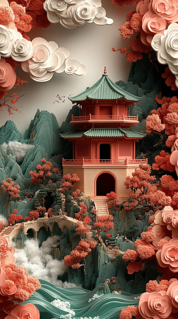 玉石山水祥云图