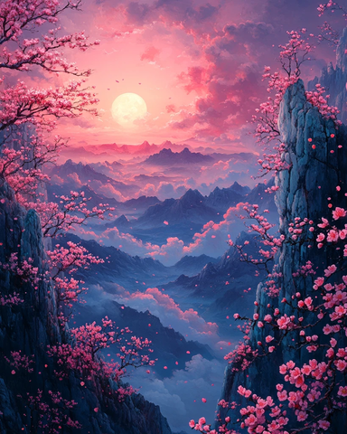 桃花云山图