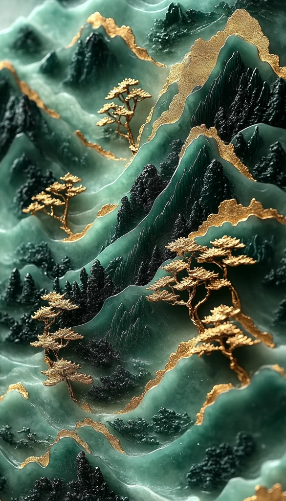 金玉山水画雕刻