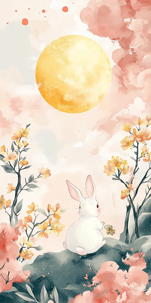 中秋月兔桂花图