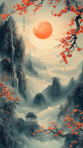 桂月云间玉兔影