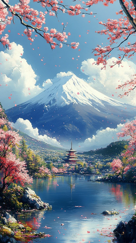 花开山景图