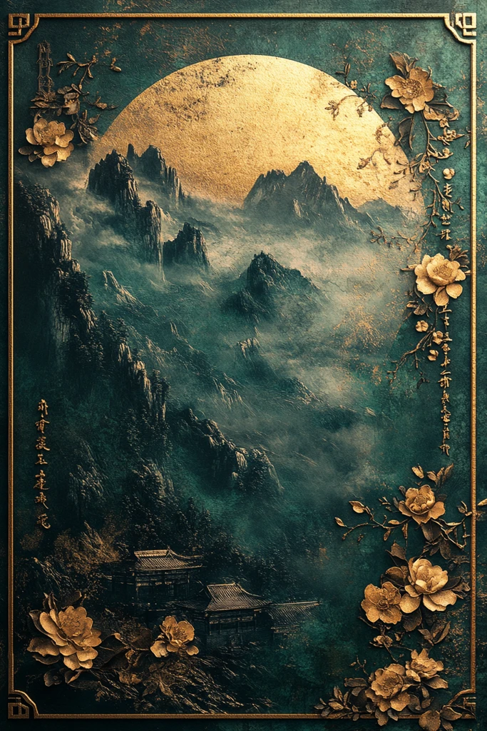 绿色金色明信片边框