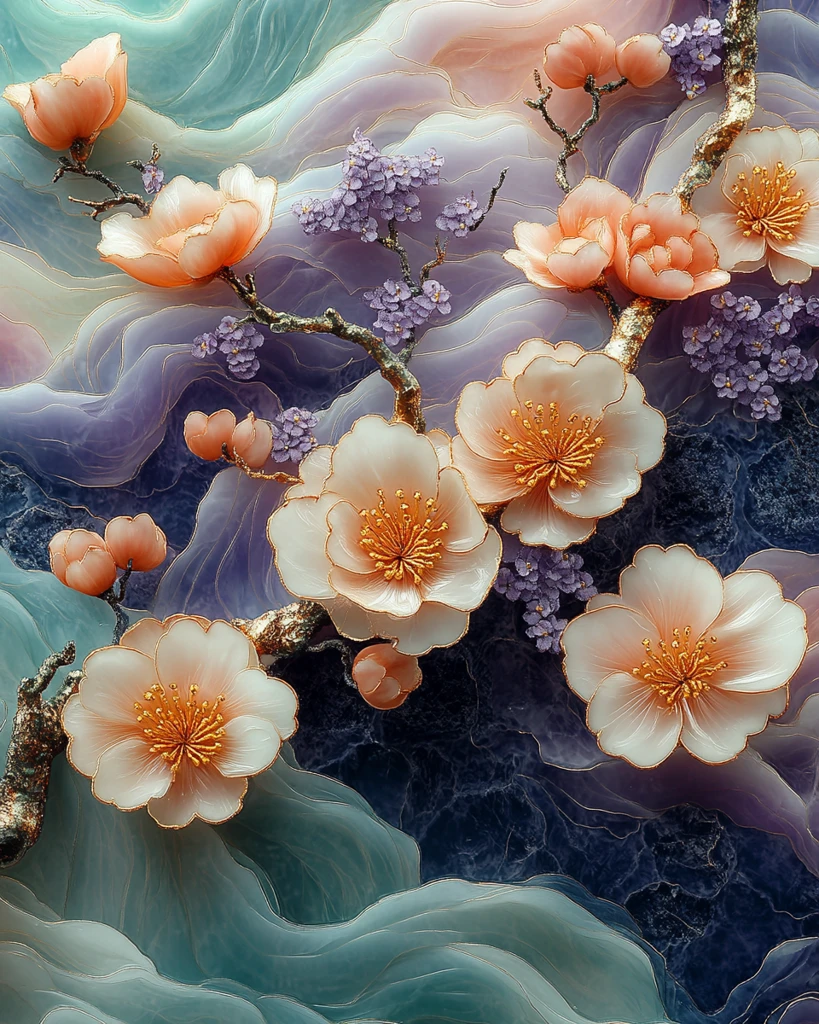 紫金云白花刺绣