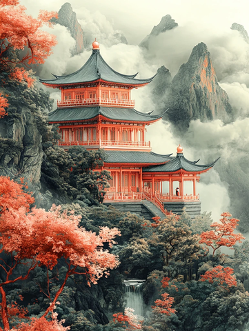 山水云树金绘图