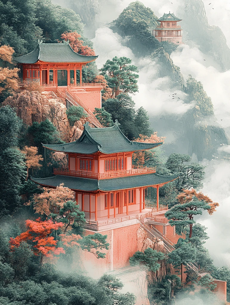 山水云树金绘图