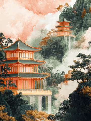 山水云树金绘图