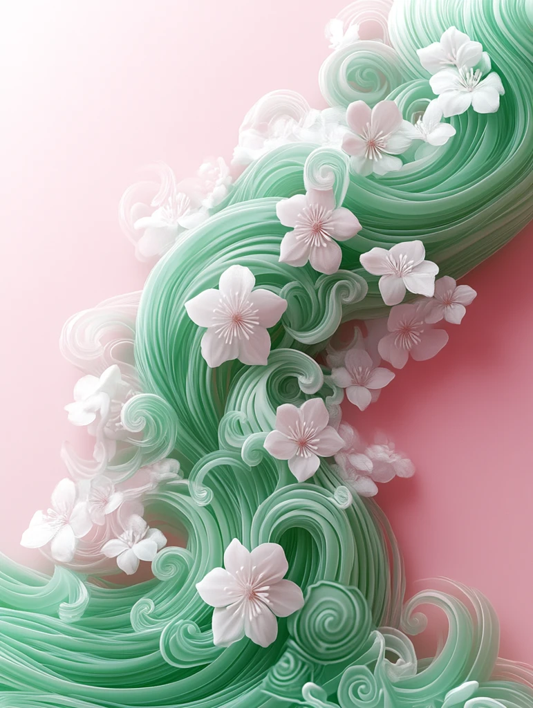 绿色曲线图案设计