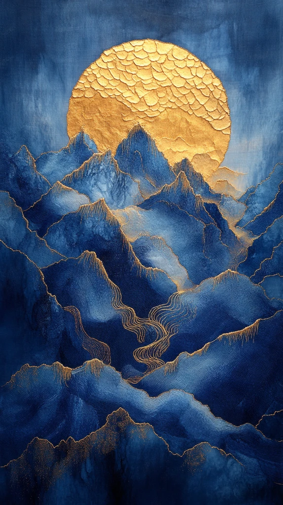 蓝山金线刺绣图