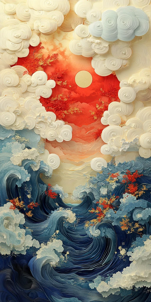 祥云螺旋波纸雕