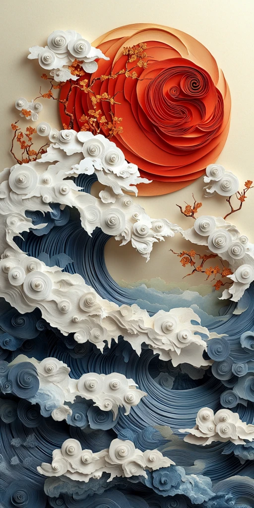 祥云螺旋波纸雕