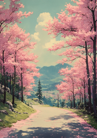 樱花盛开的树林