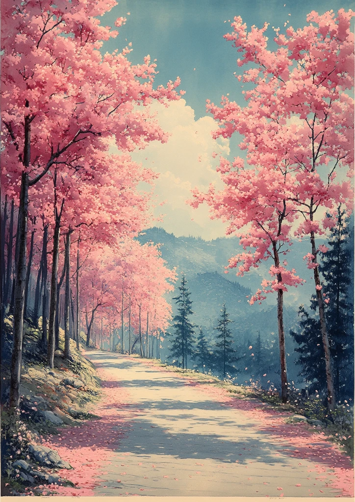 樱花盛开的树林