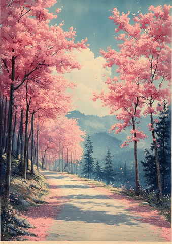 樱花盛开的树林