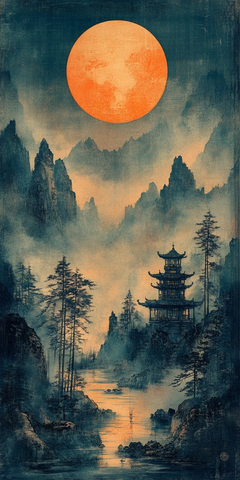 浮世绘风景木版画