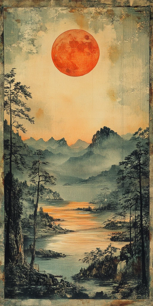 浮世绘风景木版画