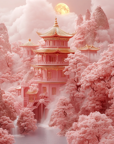 金色月光山水徽章