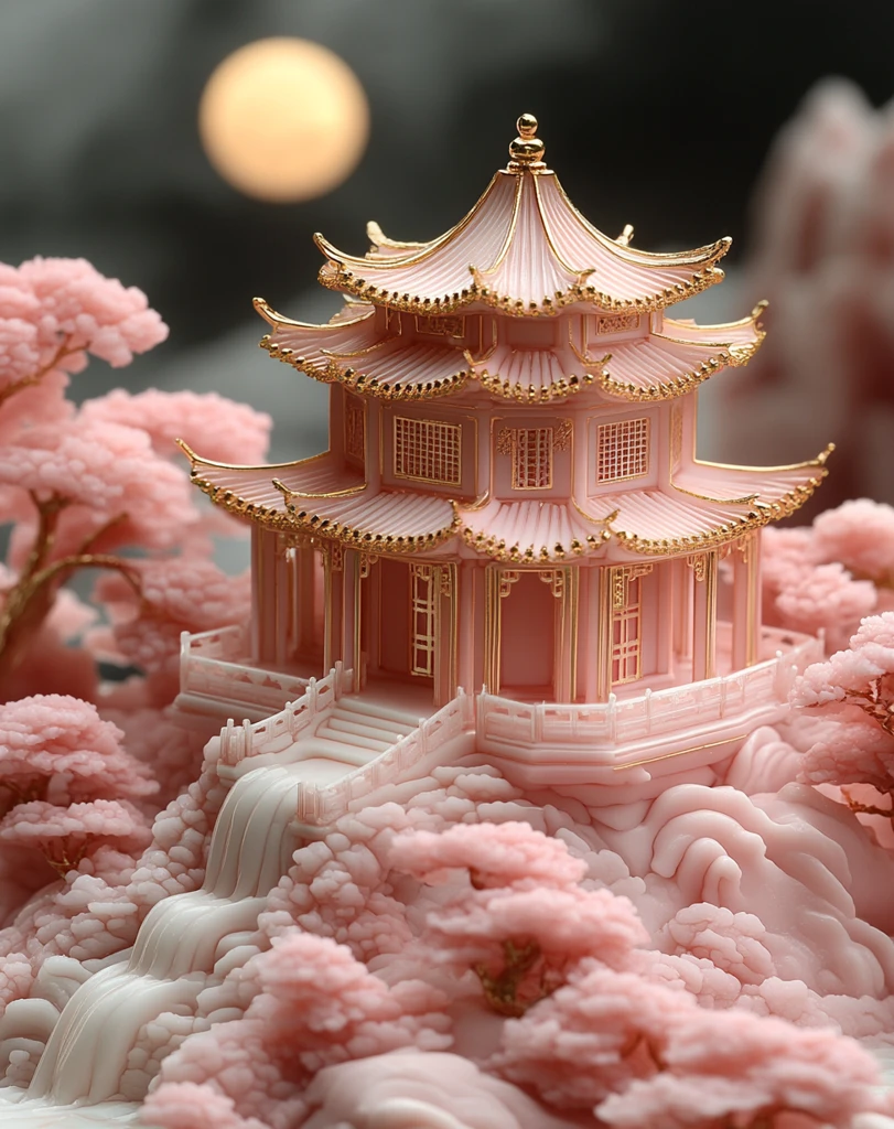 金色月光山水徽章