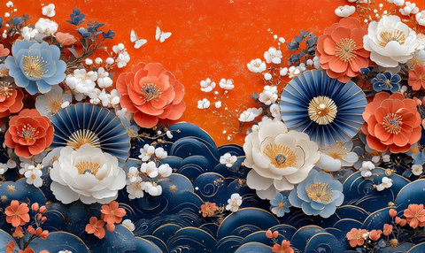 蓝色金花纹图案