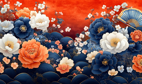 蓝色金花纹图案