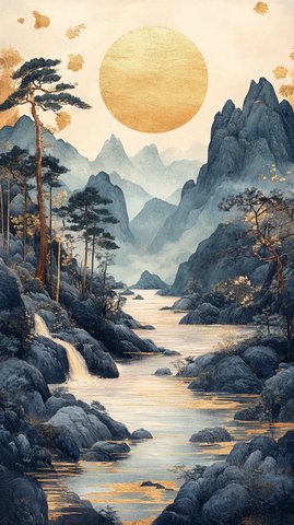 山水金银瓷器画