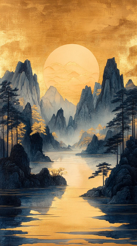 山水金银瓷器画