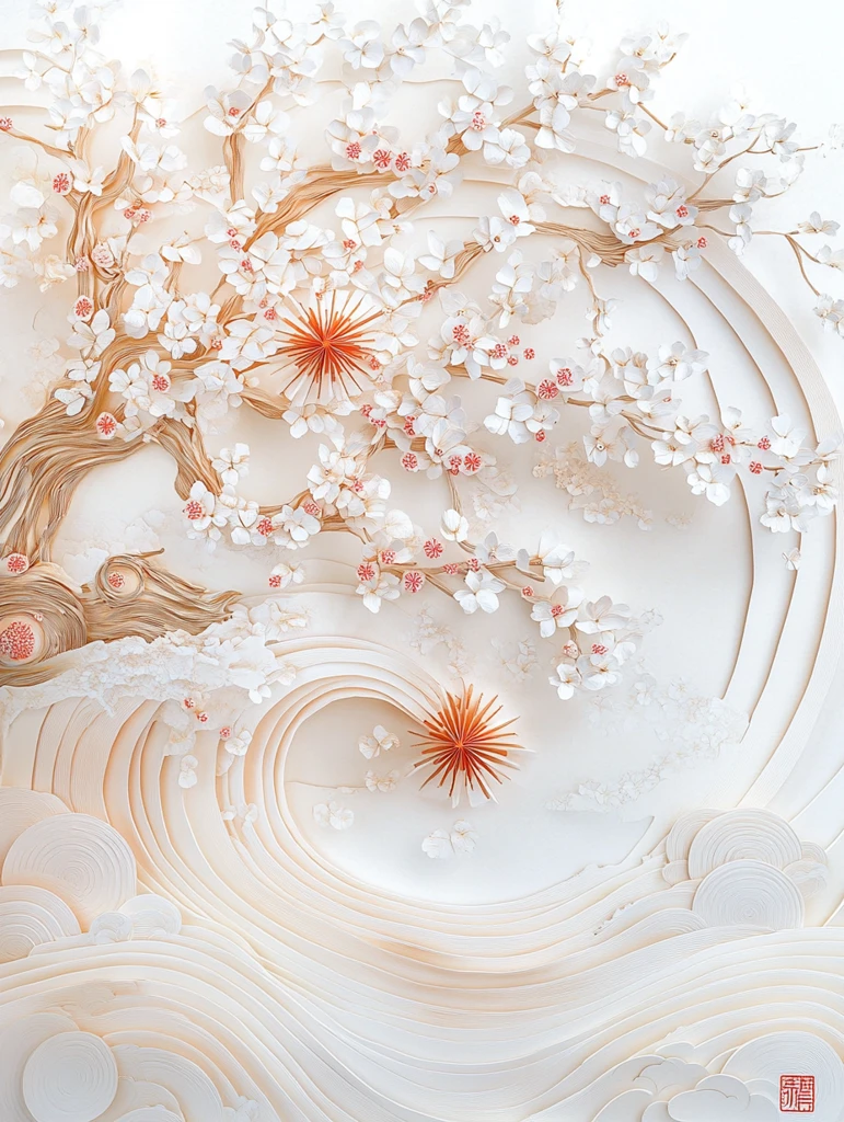 纸艺寺庙立体图案