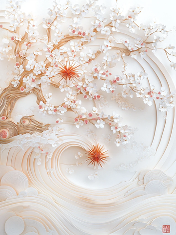 纸艺寺庙立体图案