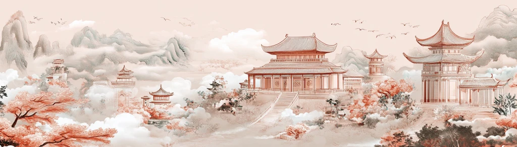 古代建筑祥云图