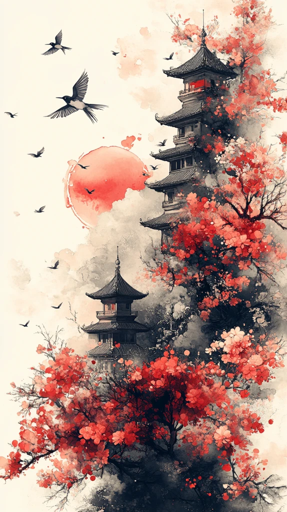 春花古建相映趣