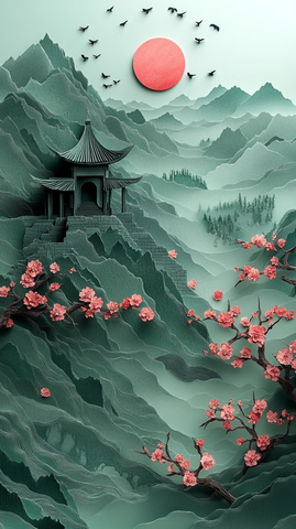 春意盎然纸绘图