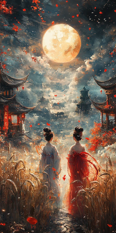 五谷丰登熊猫戏竹