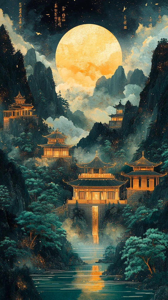 青山绿水古建筑