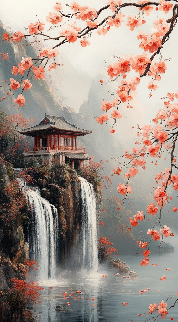 山水亭台花鸟图