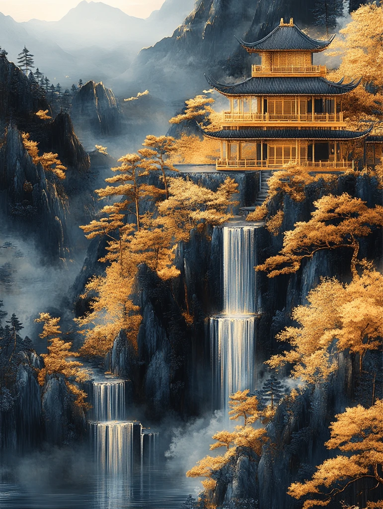 金箔山水装饰画
