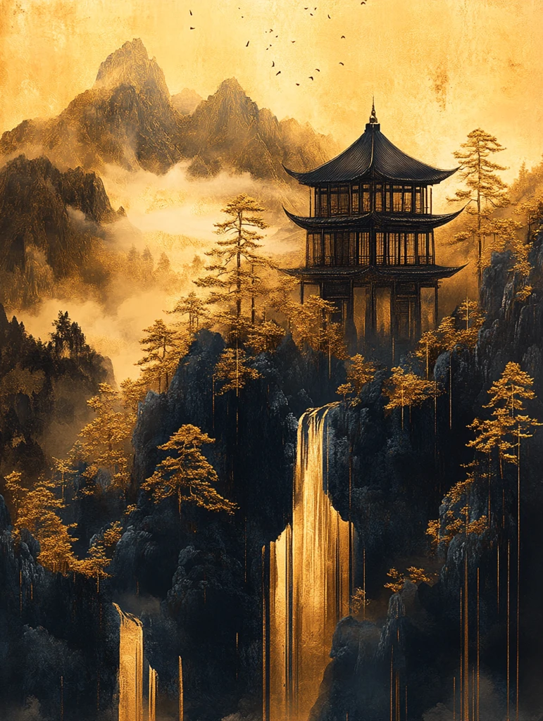 金箔山水装饰画