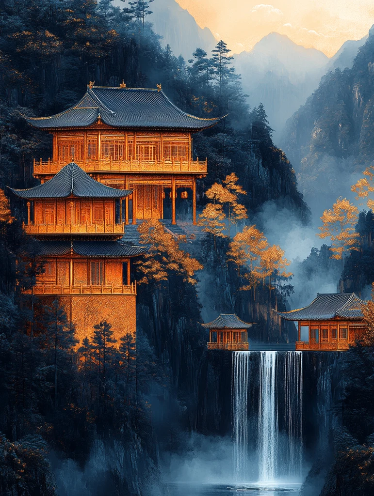 金箔山水装饰画