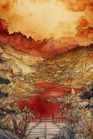 日本风景漫画封面