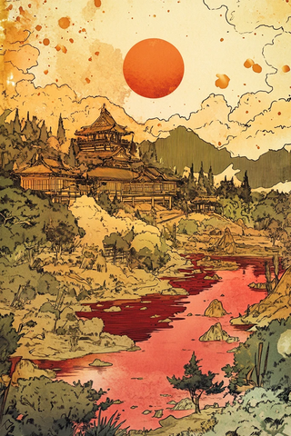 日本风景漫画封面