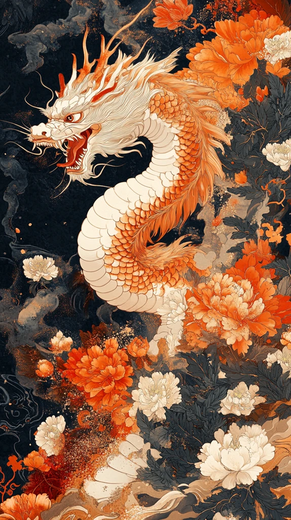 龙纹火焰花纹挂毯