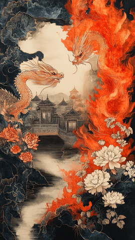 龙纹火焰花纹挂毯