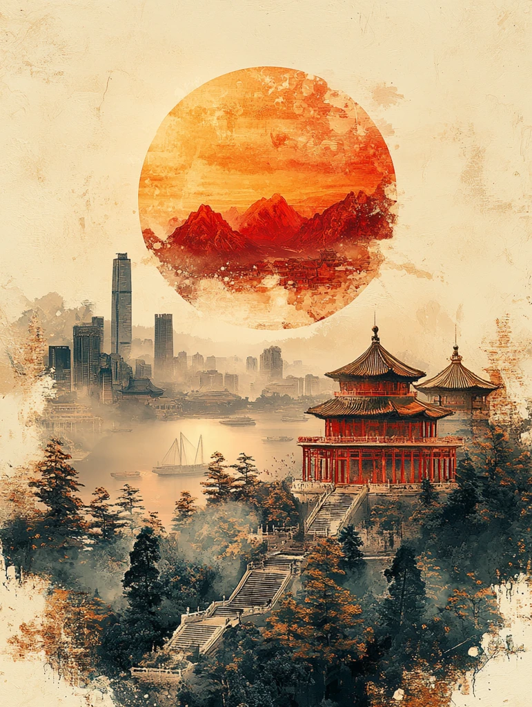 泰山日出孔庙黄瓦