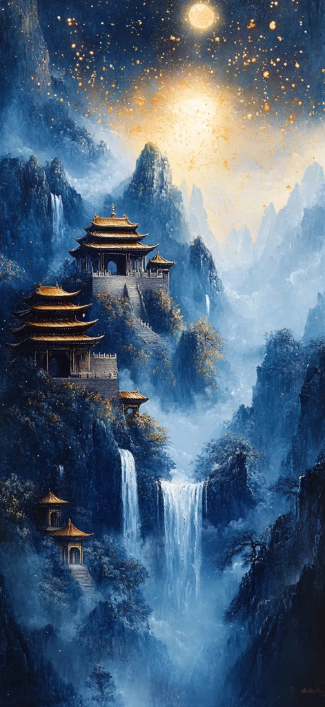 蓝山金星空云寺庙