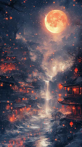 雪夜长安半轮月