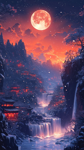 雪夜长安半轮月