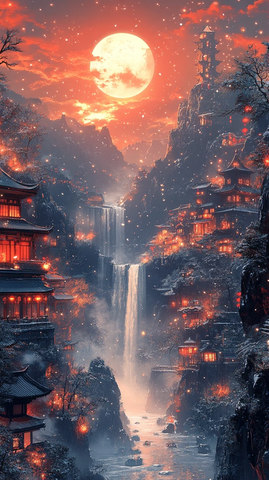 雪夜长安半轮月