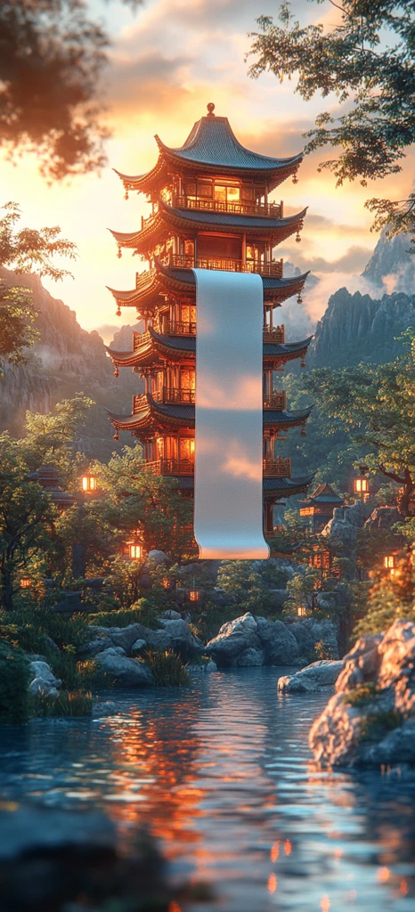 白纱纸建筑夜景